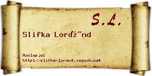 Slifka Loránd névjegykártya